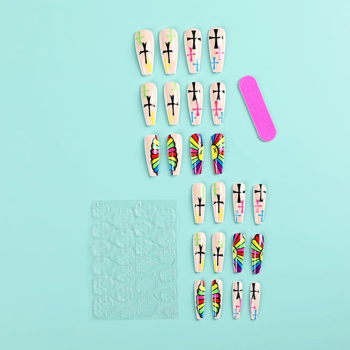 Artificial Nails Set with Creative Cross Pattern Stornfield