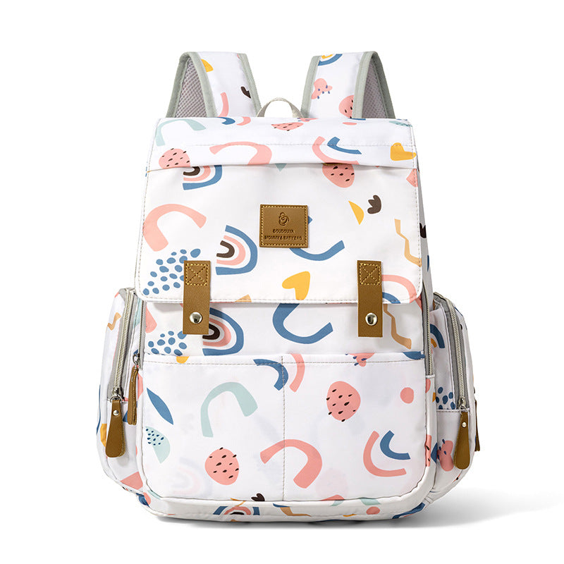 Playful Patterned Multi-Compartment Backpack Stornfield