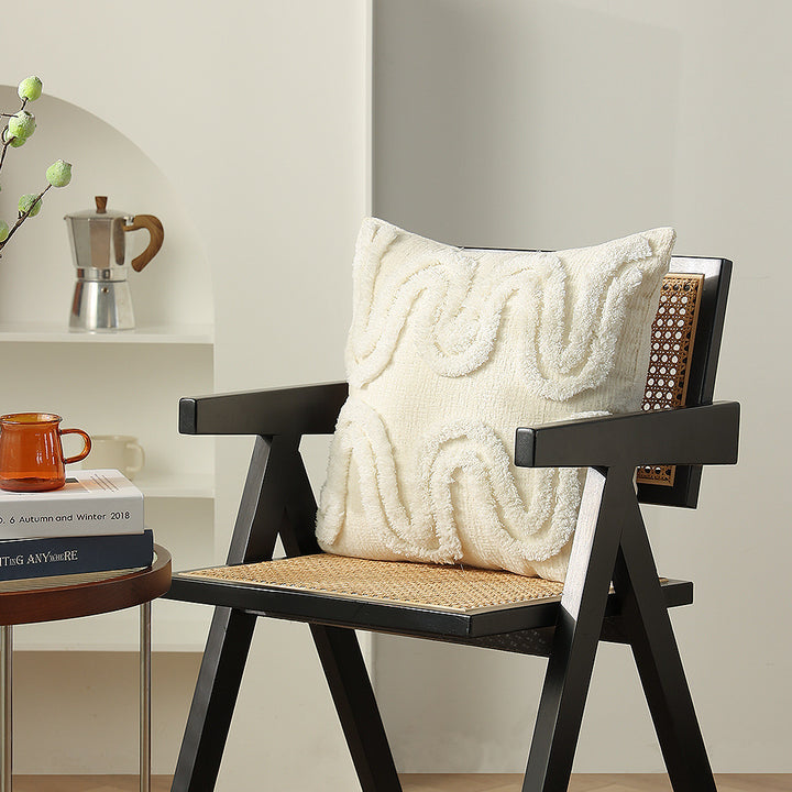 Geometric tufted sofa cushion with textured loop appliqué and removable cover Stornfield