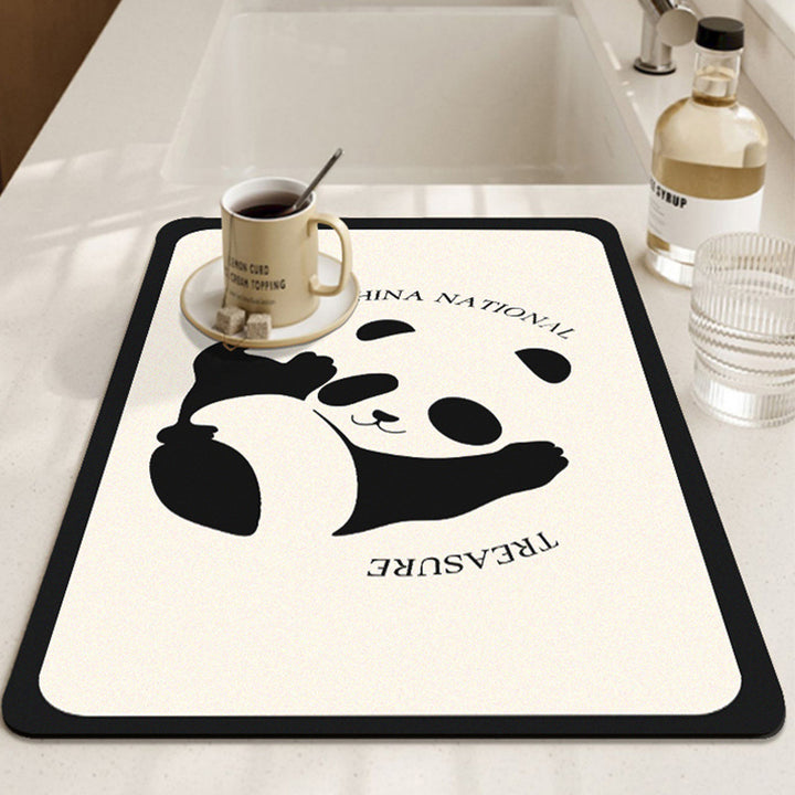 Playful Panda-Themed Decorative Kitchen Mat