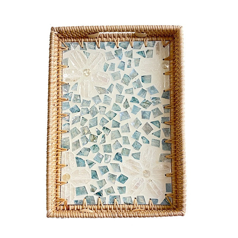 Women rectangular serving platter with handmade mosaic Stornfield