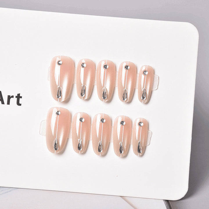 Elegant Press-On Nail Set with Rhinestone Accents Stornfield