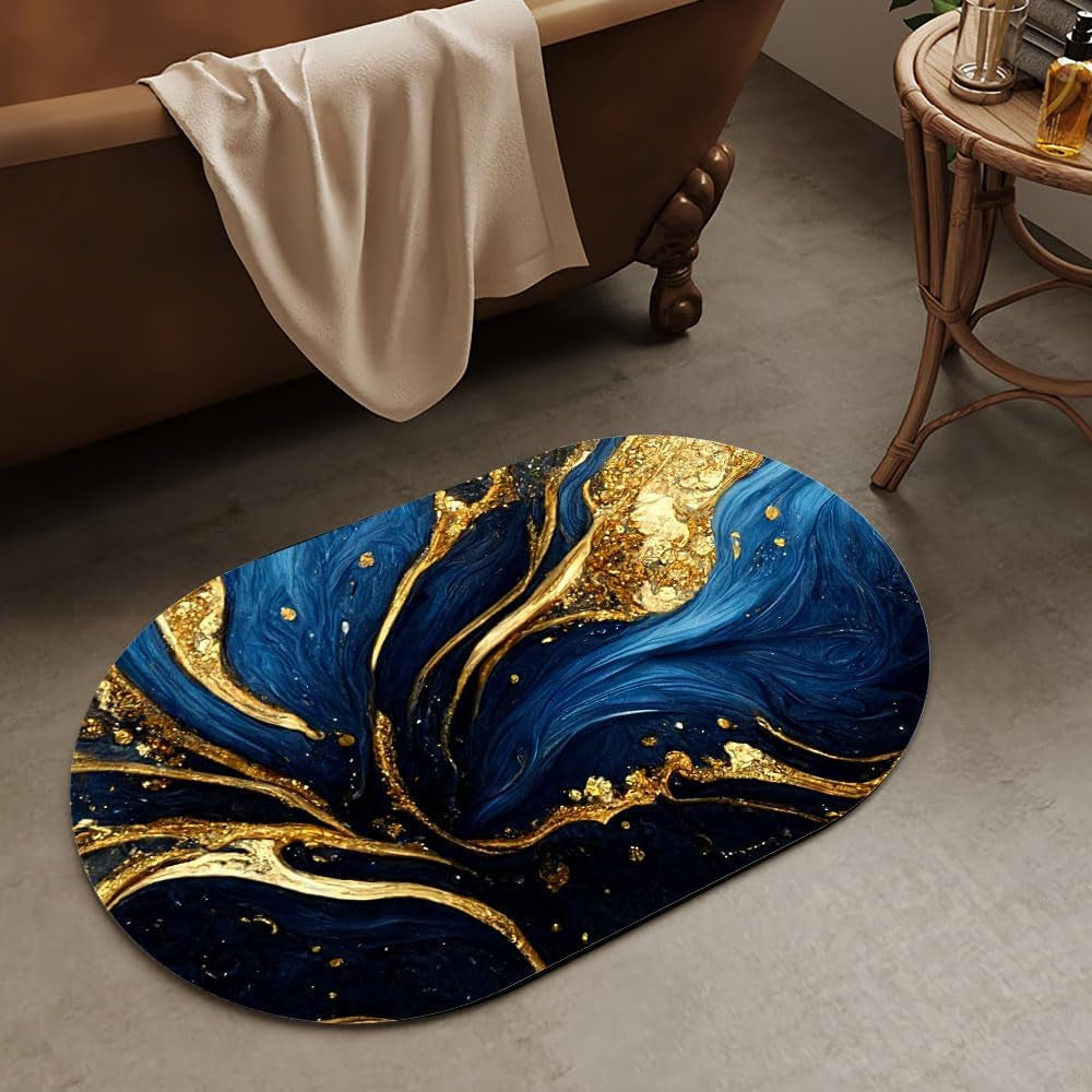 Luxurious Abstract Marble Design Bath Mat