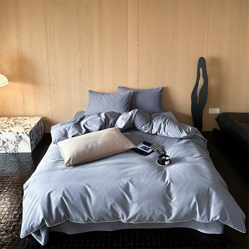 Satin bedding set with breathable cotton blend and soft-touch finish