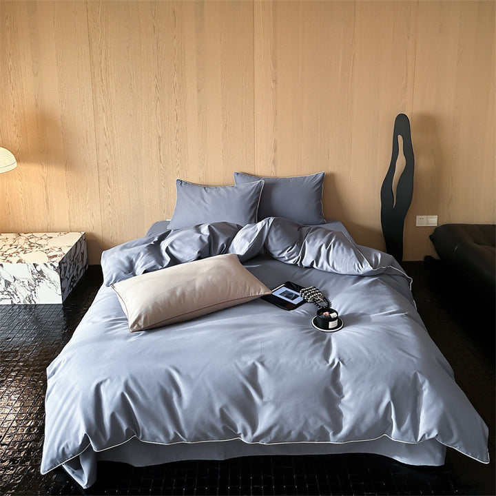 Satin bedding set with breathable cotton blend and soft-touch finish