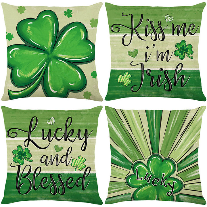 Shamrock Gnome Decorative Cotton-Linen Throw Pillow Covers Pack
