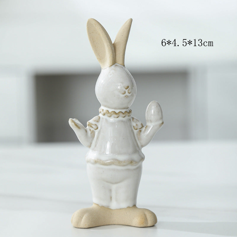 Whimsical Ceramic Bunny Figurine Stornfeild