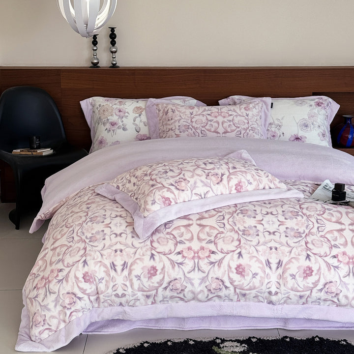 Duvet cover set with fine paisley pattern, reversible function and softly napped inner cover