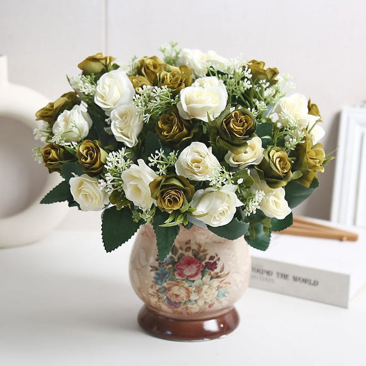Lifelike Floral Arrangement in Modern Vase