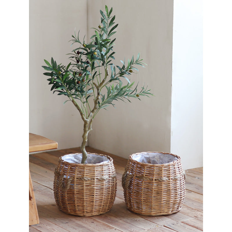 Rustic storage basket with hemp handles Stornfield