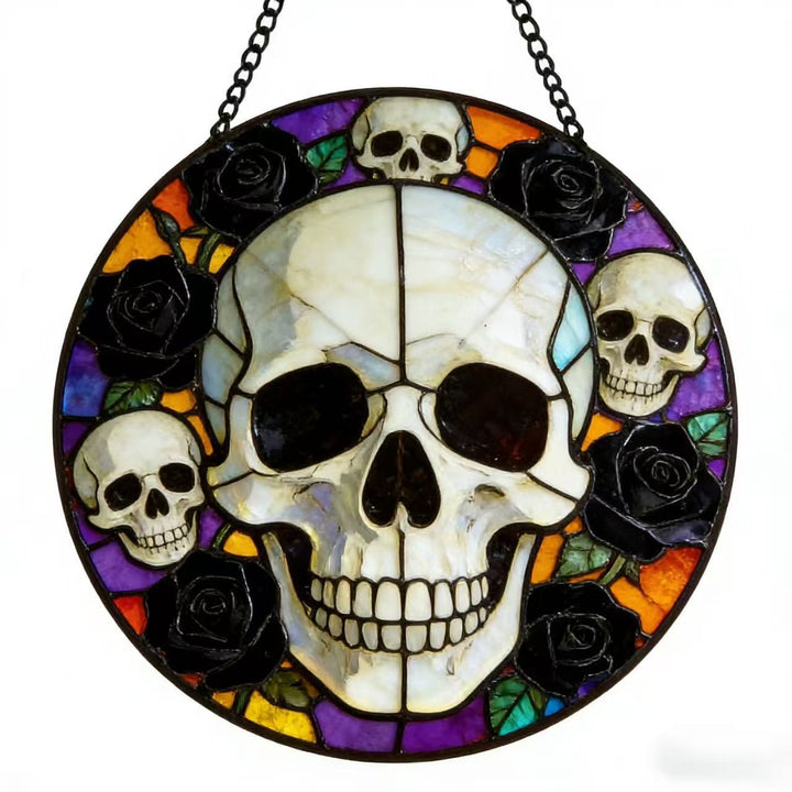 Decorative Skull Stained Glass Wall Art Stornfield