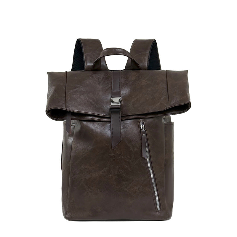 Versatile Leather Roll-Top Backpack Stornfield