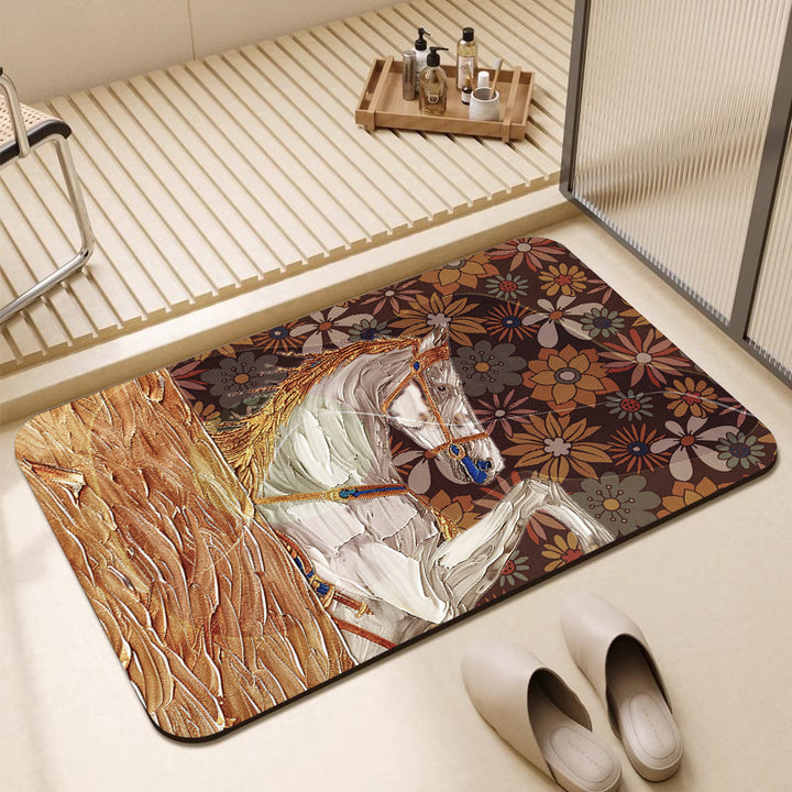 Artistic Horse-Themed Bath Mat Stornfield 1788245763
