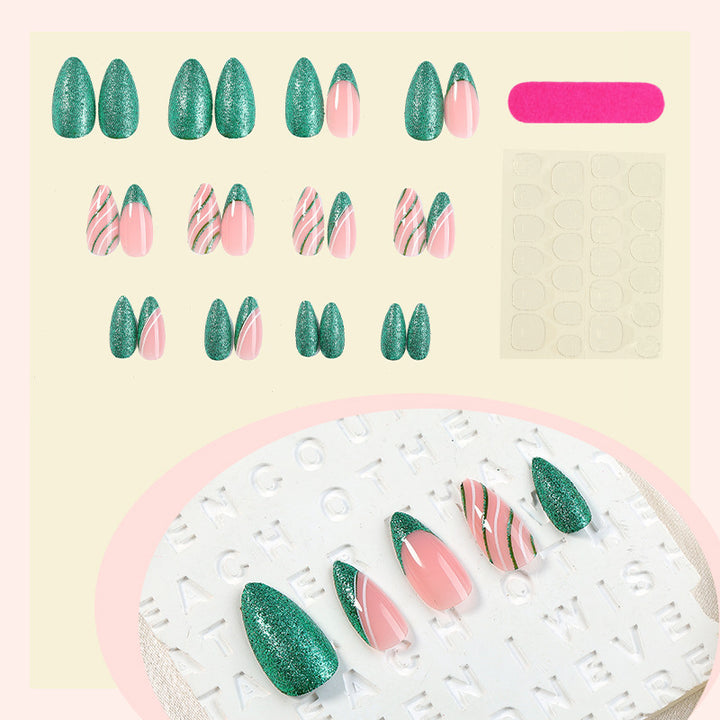 Creative nail set with glitter and marbling effect Stornfield
