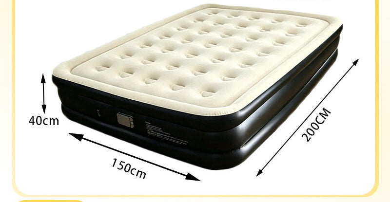 automatic inflate double flocked air mattress with integrated electric pump and raised edge comfort Stornfield