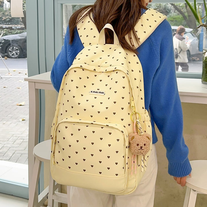 Heart-Patterned Casual Backpack Stornfield