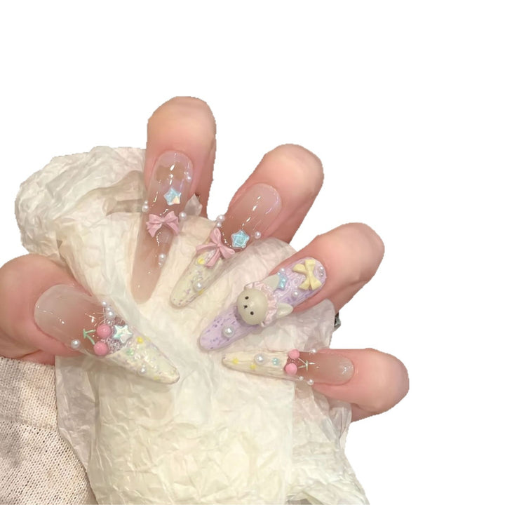 Themed Decorative Press-On Nails with 3D Accents Stornfield