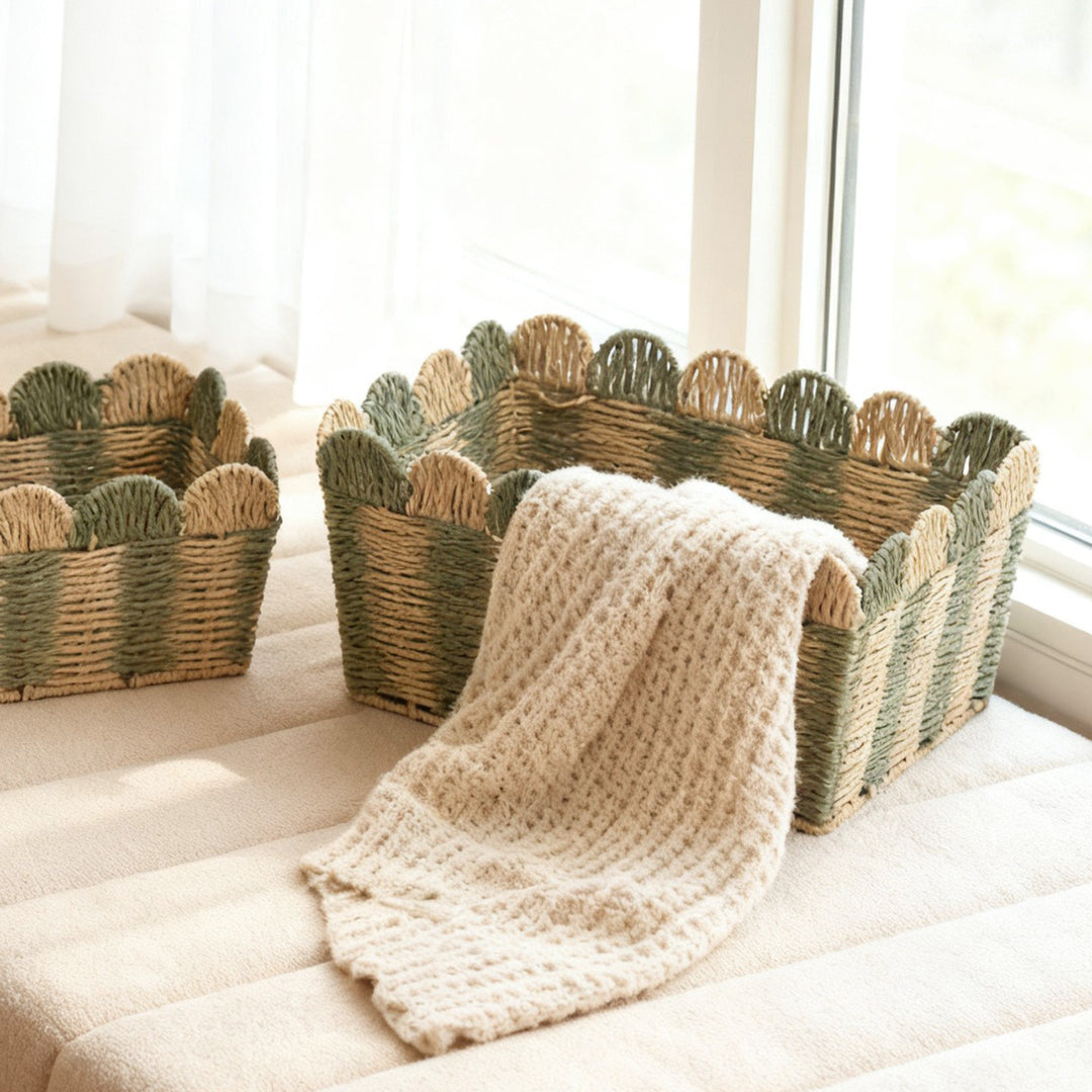 Decorative storage basket made of woven material Stornfield