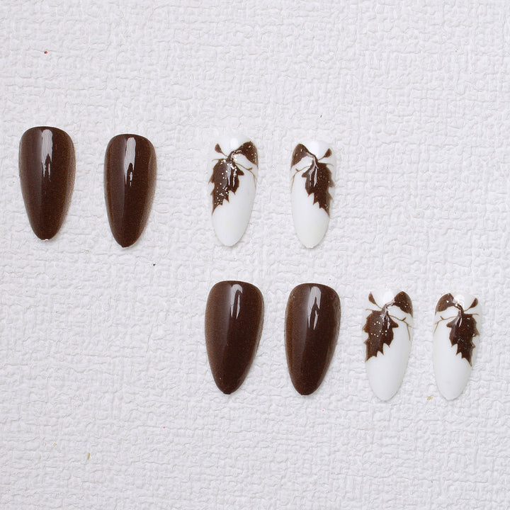 Artistic Leaf-Designed Press-On Nails Stornfield