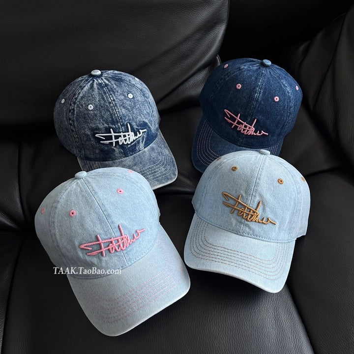 Women's Distressed Denim Embroidered Baseball Cap Stornfield