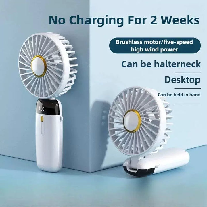 Unisex One Size Foldable Rechargeable Hand Fan with More Speed LED Display Removable Charging Base Stornfield