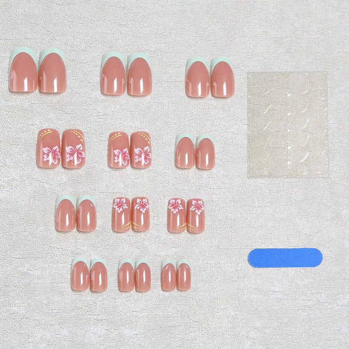 Artificial nails with floral design and glitter details Stornfield