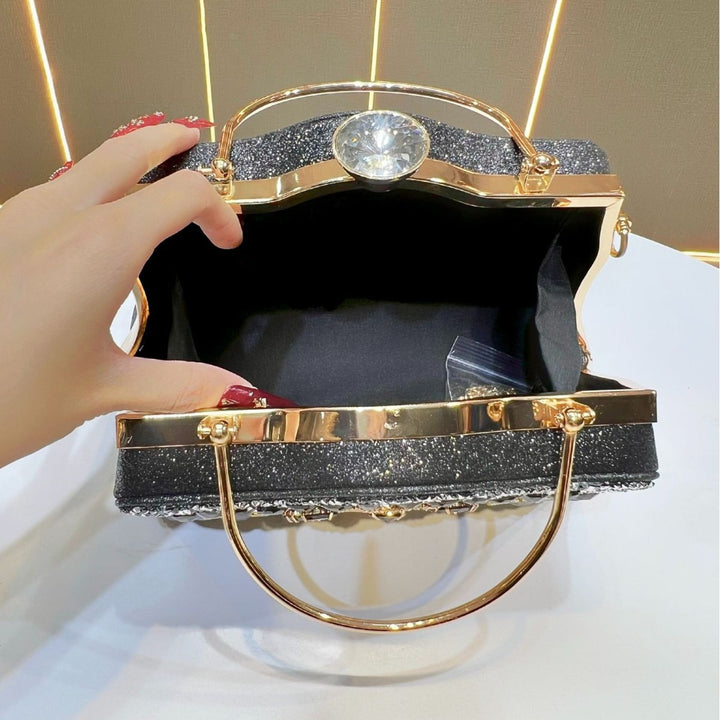 Decorative Crystal-Studded Evening Handbag