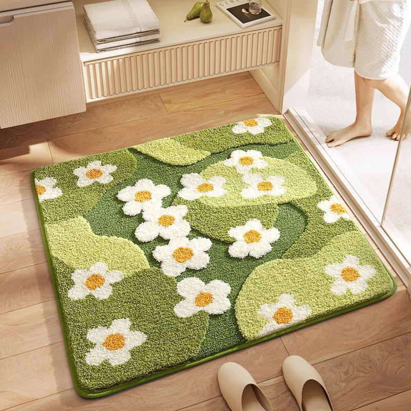 Decorative Floral Pattern Bath Rug
