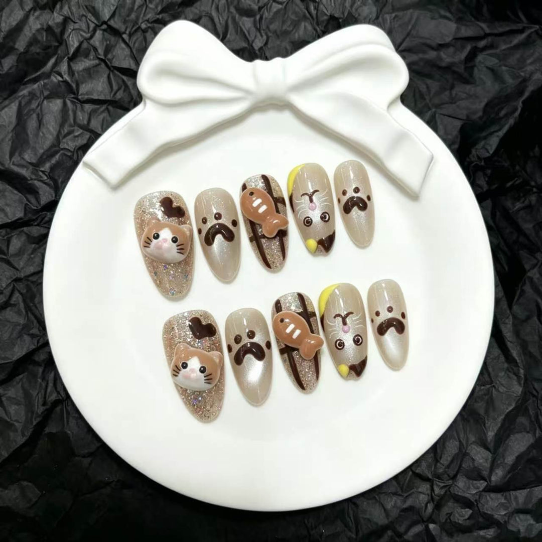 Whimsical Animal-Themed Press-On Nail Set