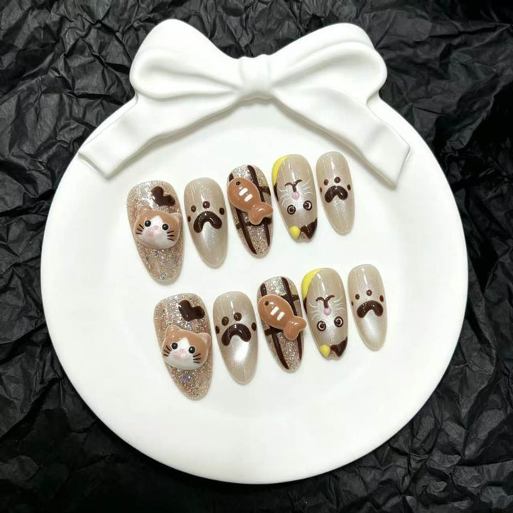 Whimsical Animal-Themed Press-On Nail Set