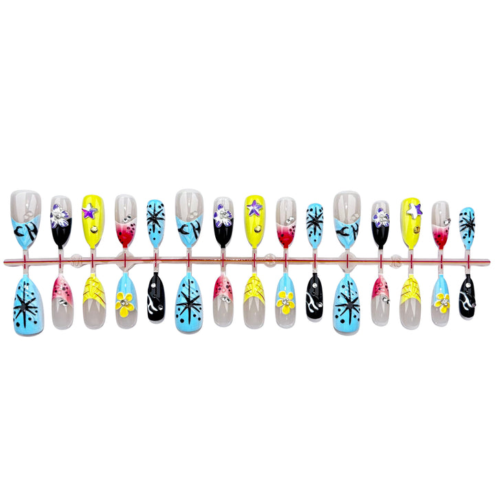 Creative Floral-Themed Press-On Nail Set