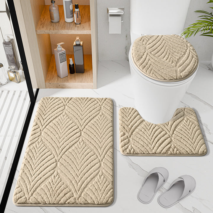 Leaf Patterned Luxury Bath Mat Set