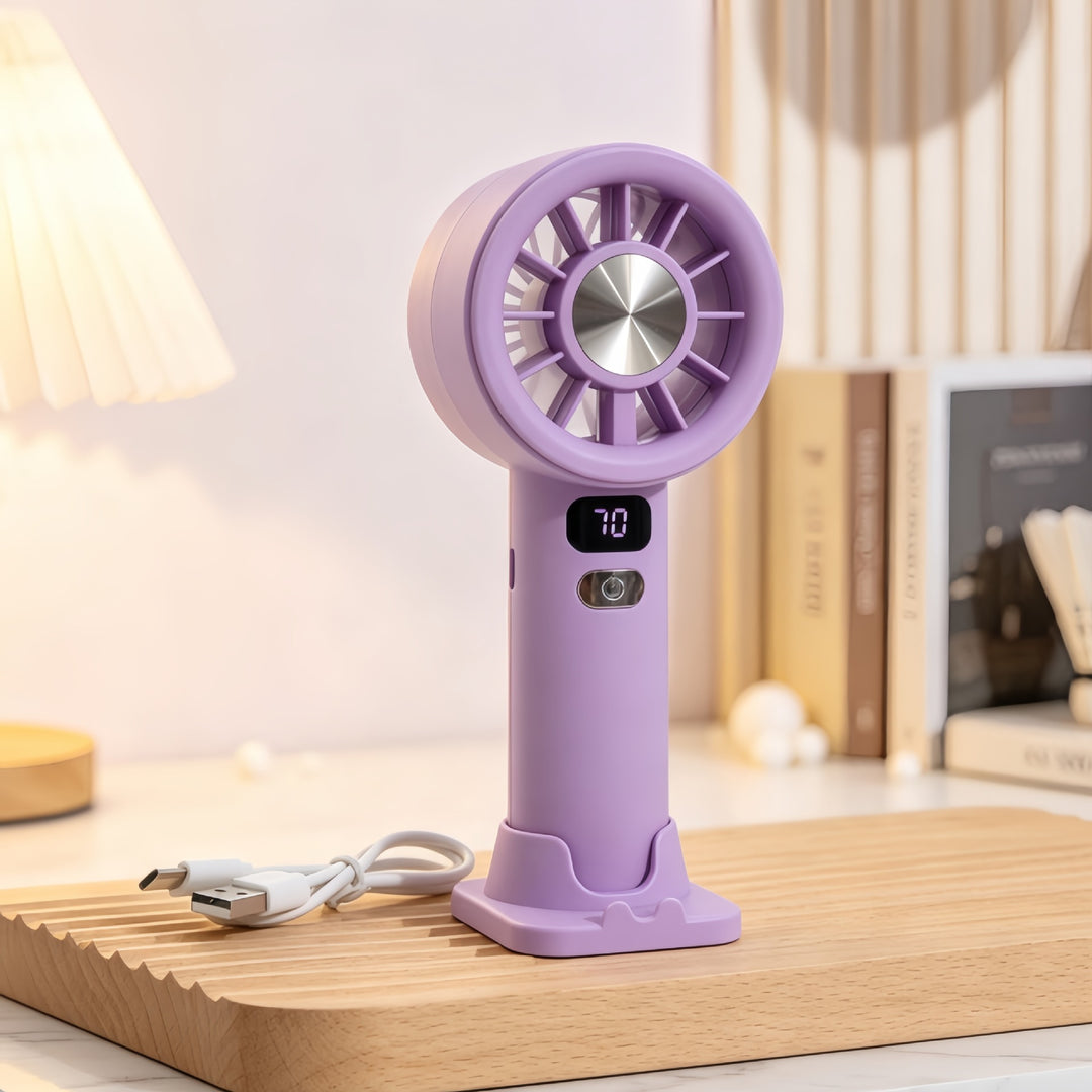 Ladies portable hand fan with LCD display and USB charging function Stornfield