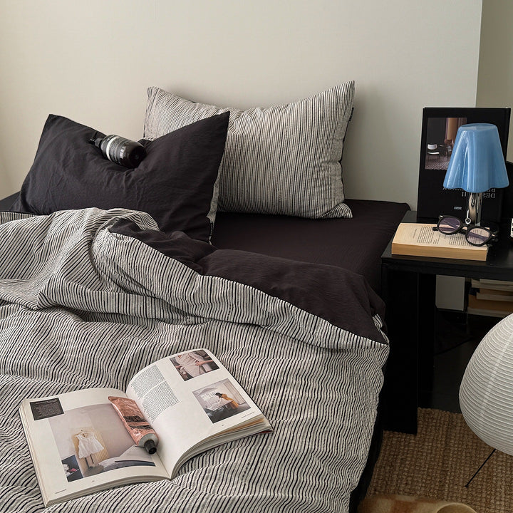 Striped Soft Cotton Bed Cover Set