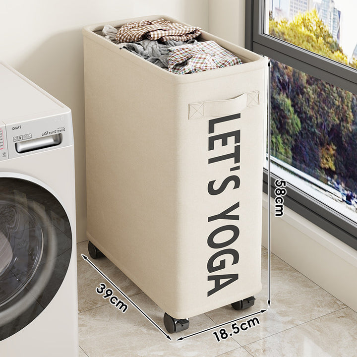 Tall Rectangular Canvas Laundry and Sports Storage Bin Set with Wheels