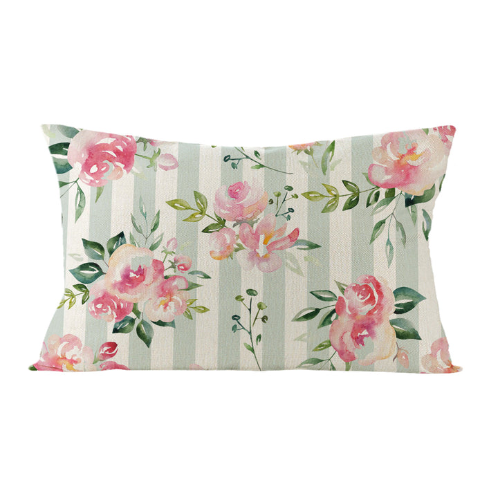 Botanical Watercolor Cotton-Linen Throw Pillow Cover