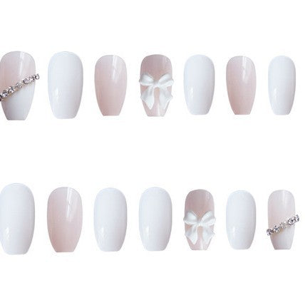 Premium Decorative Press-On Nail Set with Rhinestone Accents Stornfield