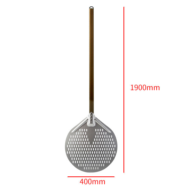 long wooden handled round aluminum pizza peel with reinforced neck Stornfield