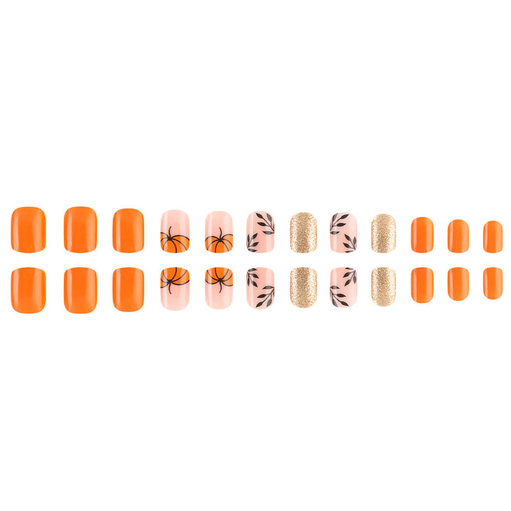 Decorative Press-On Nail Art Set with Pumpkin Design Stornfield