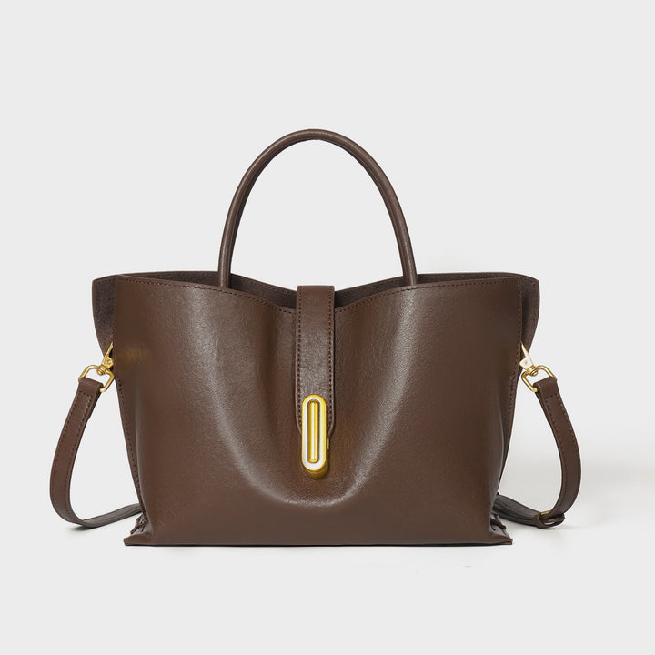 Sculpted Smooth Grain-Textured Top-Handle Satchel with Removable Crossbody Strap