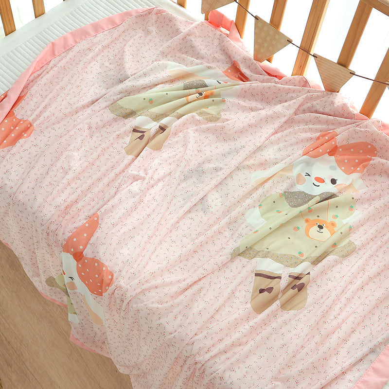Unisex Nan cozy baby blanket made of cotton muslin with breathable filling and satin edge Stornfield