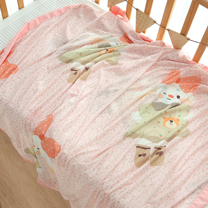 Unisex Nan cozy baby blanket made of cotton muslin with breathable filling and satin edge Stornfield