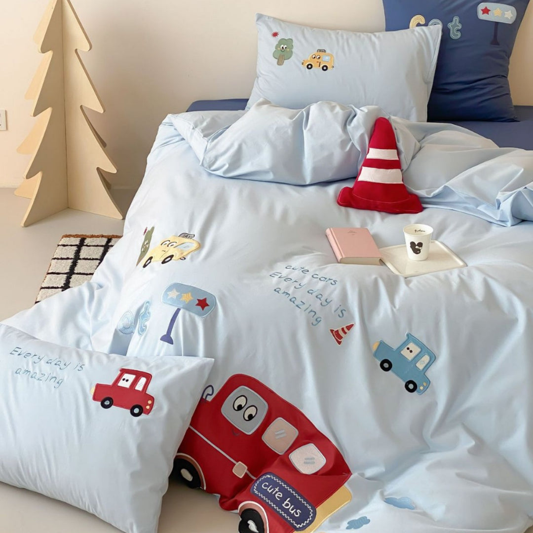 Children's Cartoon Embroidered Cotton Bedding Set