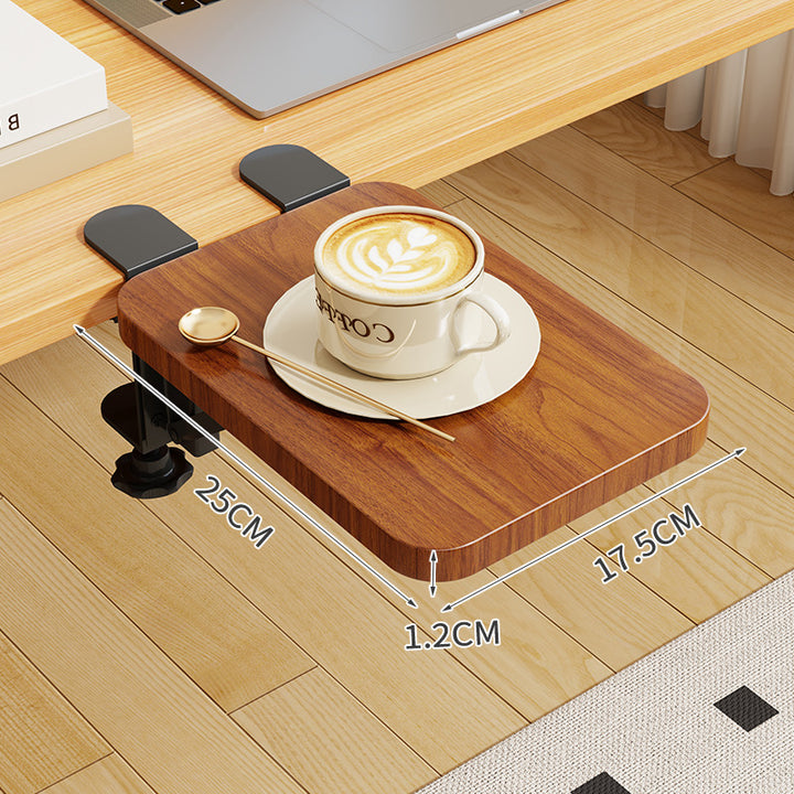 Clip-On Bamboo Folding Cup and Snack Side Table with Adjustable Swivel Clamp