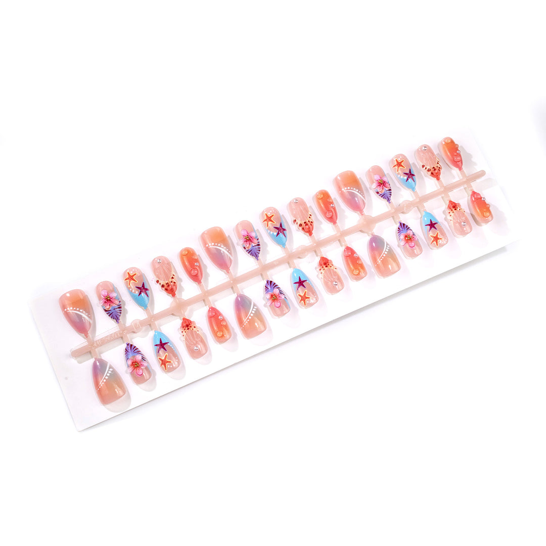 Artistic Tropical-Inspired Press-On Nail Art Stornfield