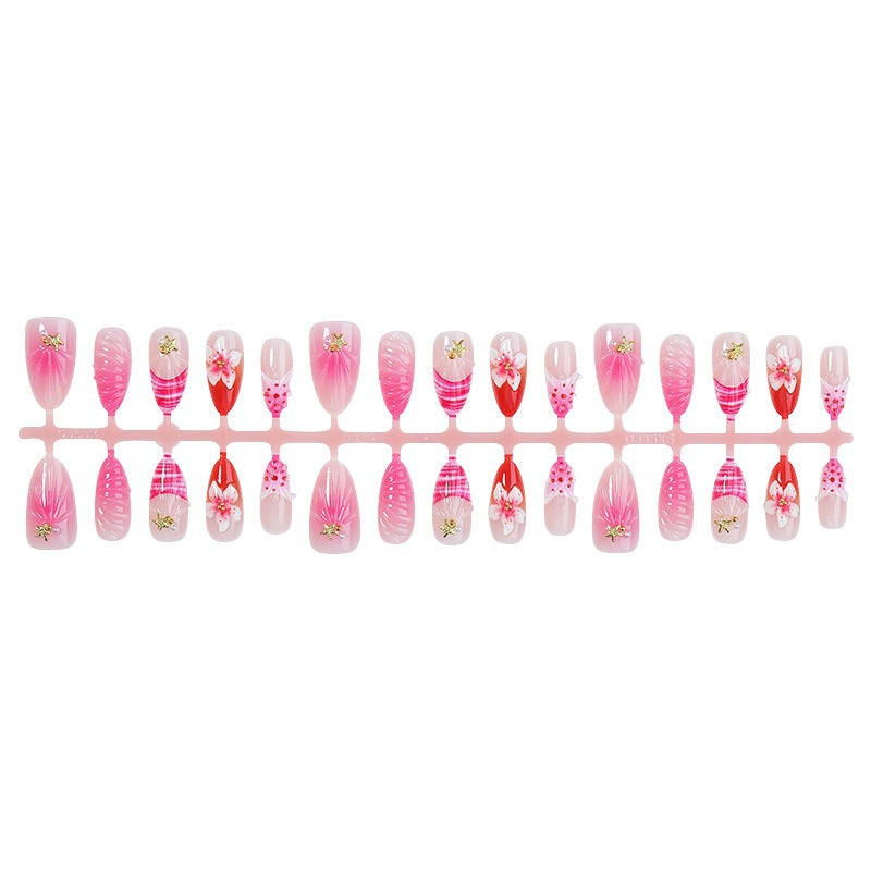 Artificial nail set with blooming 3D details and glitter accents Stornfield