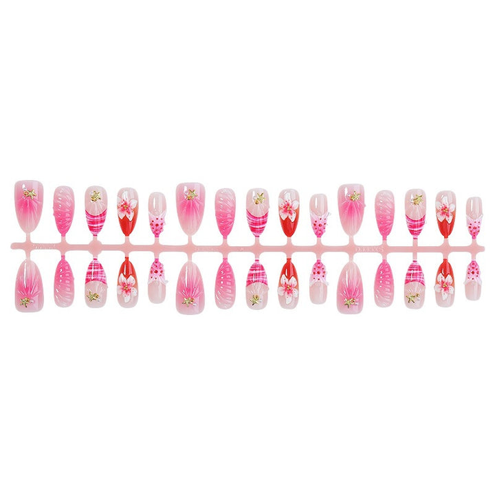 Artificial nail set with blooming 3D details and glitter accents Stornfield