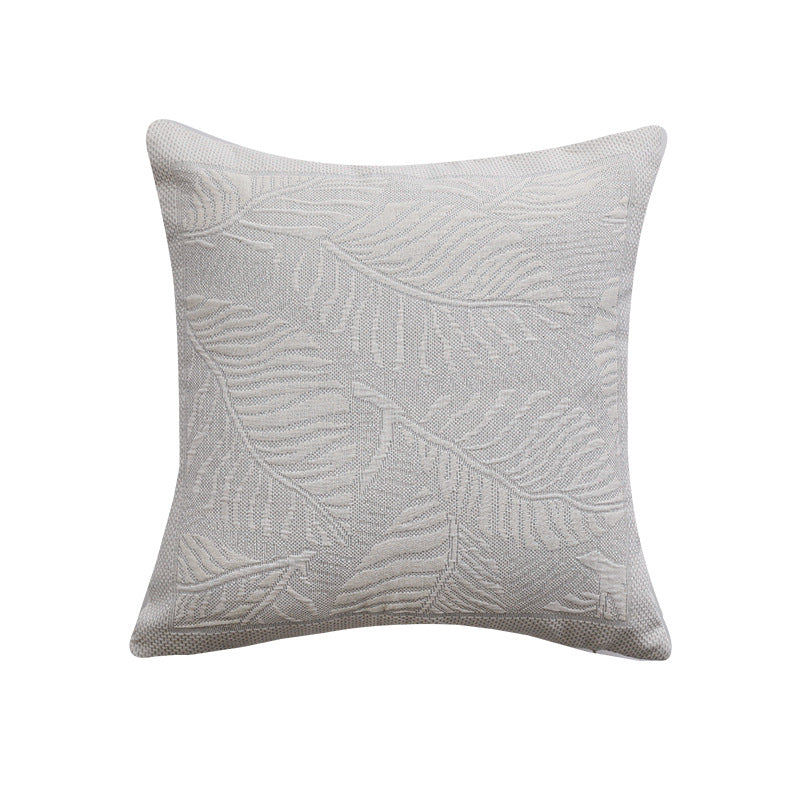 Square sofa decorative cushion with fine woven relief structure and central circle ornament