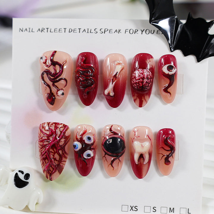 Artificial nail set with creative Halloween motifs Stornfield