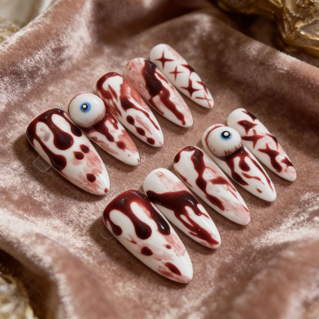 Artistic Horror-Themed Press-On Nail Set
